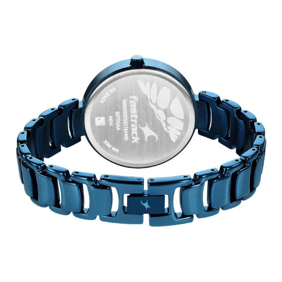 Fastrack Style Up Quartz Analog Silver Dial Blue Metal Strap Watch for Girls