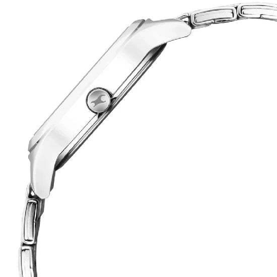 Fastrack Stunners Quartz Analog Grey Dial Silver Metal Strap Watch for Guys