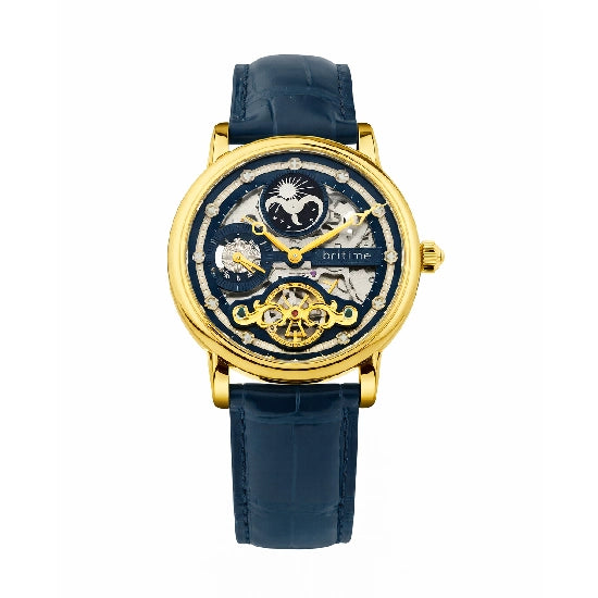 Men Automatic Blue Dial Analog Leather Watch
