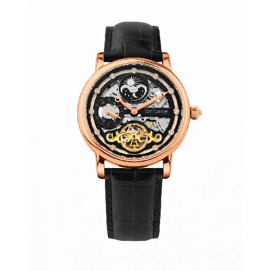 Men Automatic Black Dial Analog Leather Watch