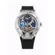 Asteroid Men’s Automatic Watch – Silver Dial, Black Silicon Strap, Multi-Function Stylish Timepiece for Any Occasion