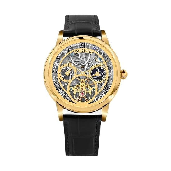 Men Automatic Silver Dial Analog Leather Watch