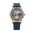 Stellor Open Heart Men Automatic Blue Dial Multi-Function Leather Watch