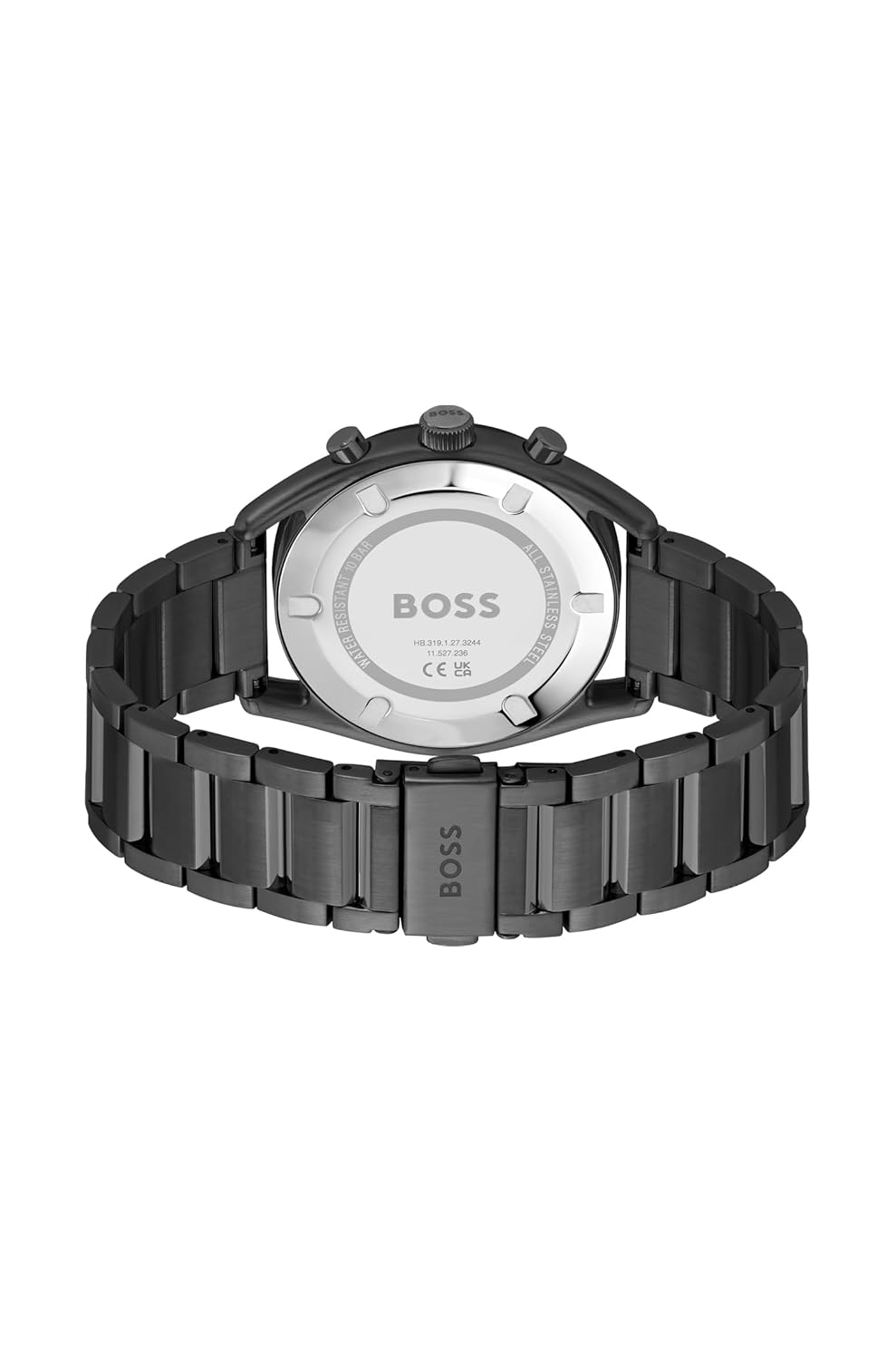 BOSS Top Qtz Fashion Chrono Brown Round Dial Men's Analog Watch|Ionic Plated Black Steel Material|Black Color Band
