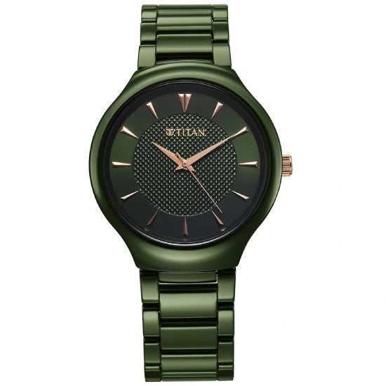 Titan Regalia Ceramics Quartz Analog Green Dial Green Color Ceramic Strap Watch For Men