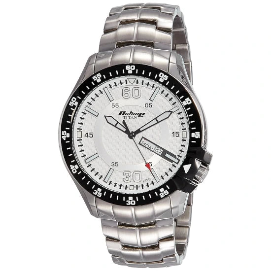 Titan White Dial Analog with Day and Date Stainless Steel Strap watch for Men