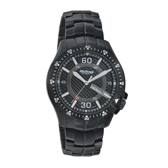 Titan Analog Black Dial with Day and Date Stainless Steel Strap watch for Men