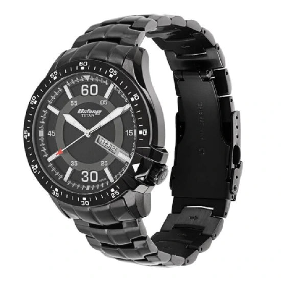 Titan Analog Black Dial with Day and Date Stainless Steel Strap watch for Men