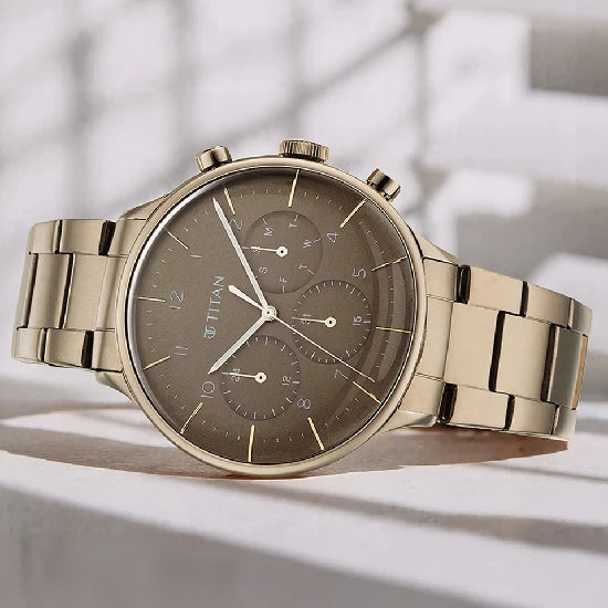 Titan Urban Magic Brown Dial Multial Stainless Steel Strap watch for Men