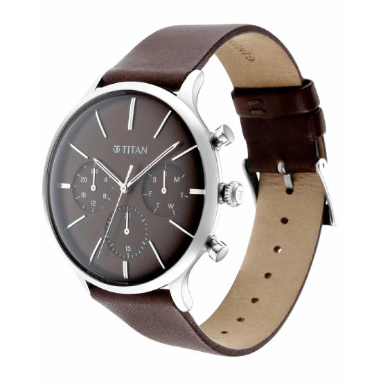 Titan Men LIGHT LEATHERS Brown Multifunction Watch