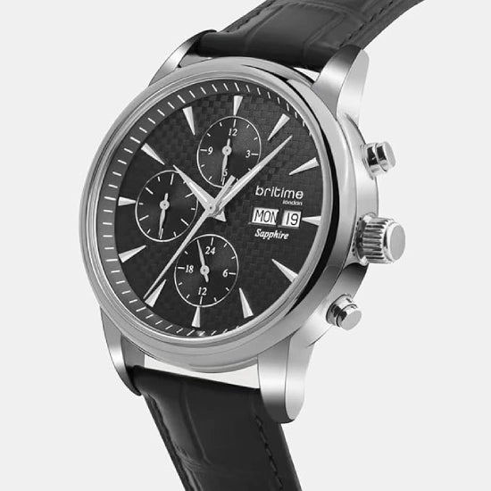 Men Automatic Black Dial Analog Leather Watch