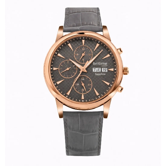 Men Automatic Grey Dial Analog Leather Watch