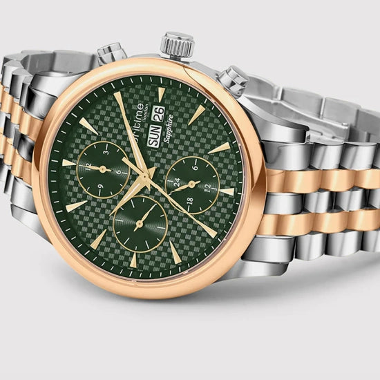 Magna Men Multi-Function Green Dial Analog Stainless Steel Watch