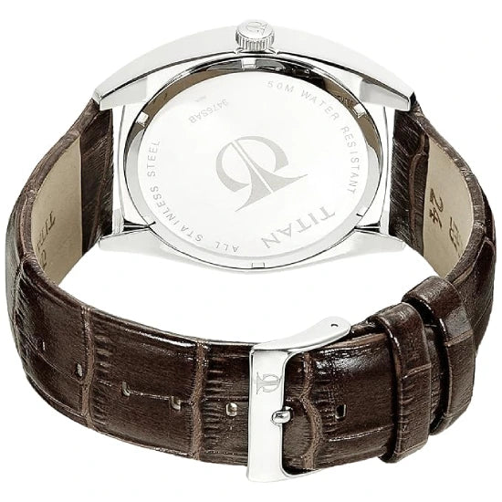Titan Quartz Analog Brown Dial Leather Strap Watch for Men