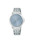 Stainless Steel Strap Silver Color Women Blue Dial Watch