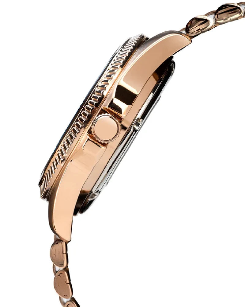 Copper Bezel With Teal Sunray Dial Automatic Watch