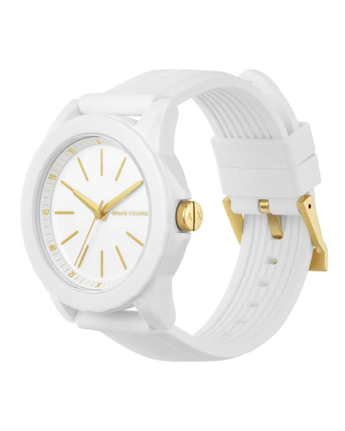 Armani Exchange Silicone Analog White Dial Women's Watch