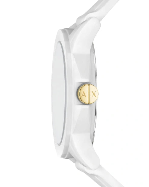 Armani Exchange Silicone Analog White Dial Women's Watch