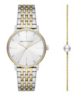 Armani Exchange Womens Stainless Steel Analog Watch , Dial-Color:Silver, Band Color:Two-Tone