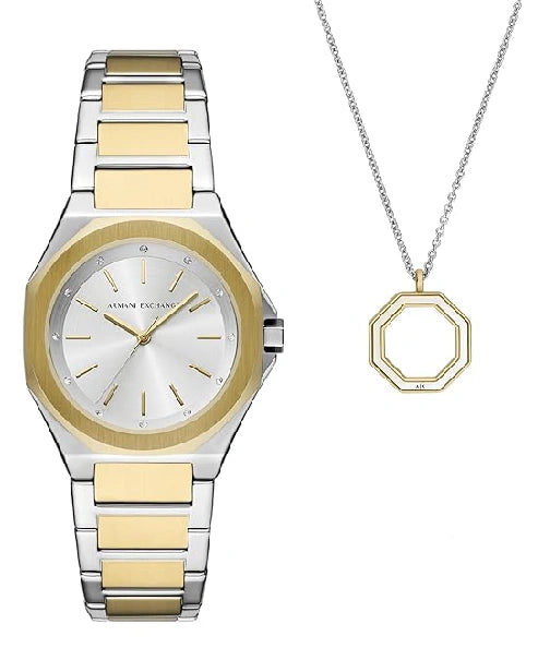Armani Exchange Stainless Steel Analog Silver Dial Women's Watch, Band Color:Multicolor