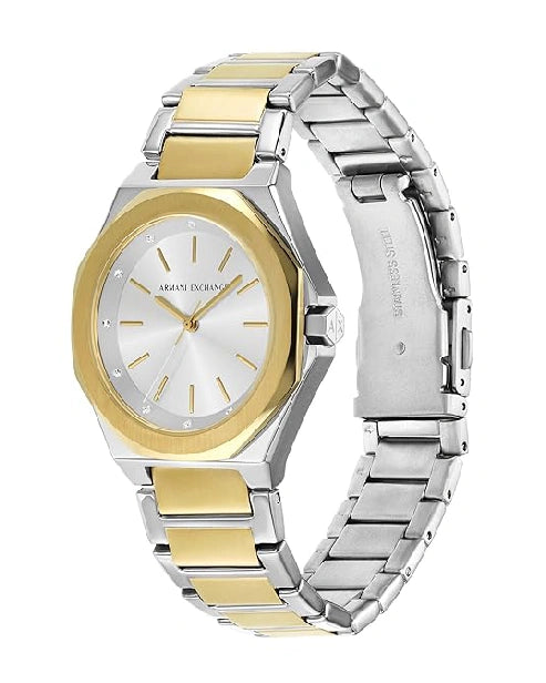 Armani Exchange Stainless Steel Analog Silver Dial Women's Watch, Band Color:Multicolor