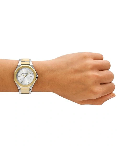 Armani Exchange Stainless Steel Analog Silver Dial Women's Watch, Band Color:Multicolor