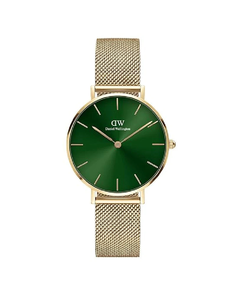 Daniel Wellington Analog Women's Watch (Green Dial Gold Colored Strap)