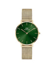 Daniel Wellington Analog Women's Watch (Green Dial Gold Colored Strap)