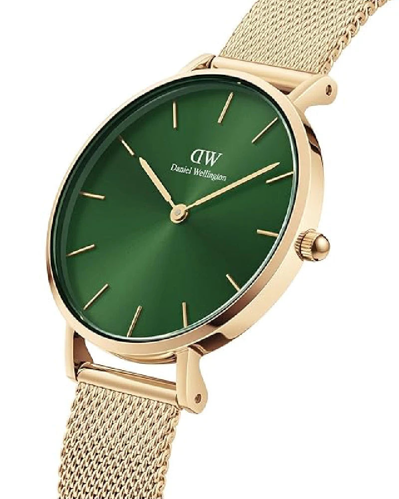 Daniel Wellington Analog Women's Watch (Green Dial Gold Colored Strap)