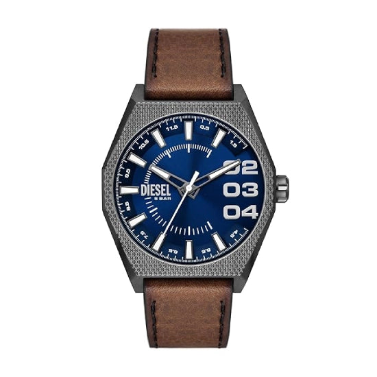 Diesel Leather Analog Blue Dial Men Watch