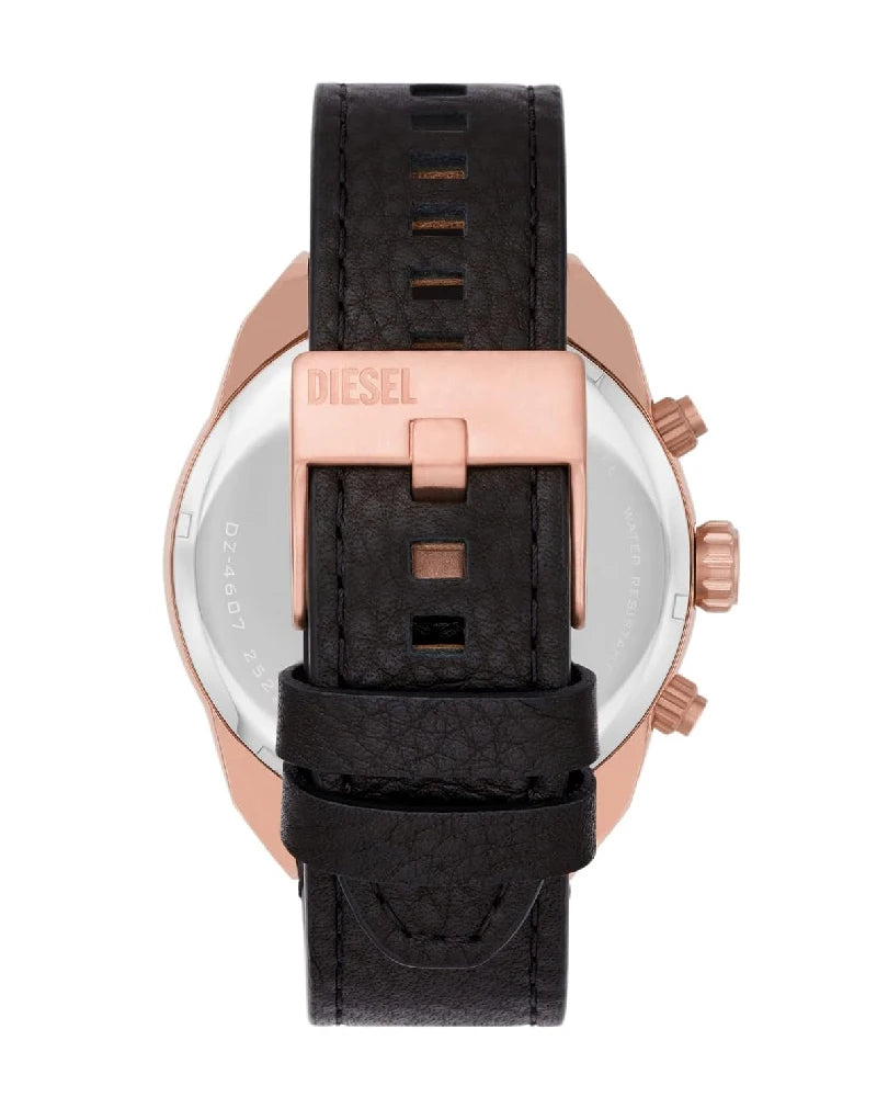 Diesel Leather Spiked Analog Black Dial Men Watch