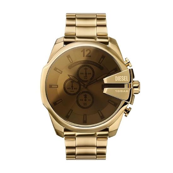 Diesel Stainless Steel Analog Yellow Dial Men's Watch Band Color -Gold