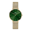 Daniel Wellington Analog Women's Watch (Green Dial Gold Colored Strap)