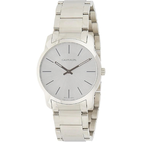 Calvin Klein K2G22146 Men's City, 2 Hands, Silver, Dial Color - Silver, Wristwatch Quartz, new arrival, classic
