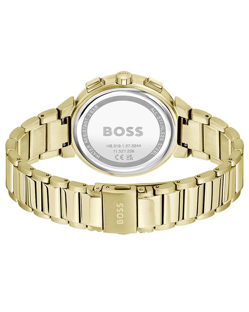 BOSS One Qtz Multifunction Silver White Round Dial Women's Watch|Ionic Plated Thin Gold Steel Material|Gold Color Band
