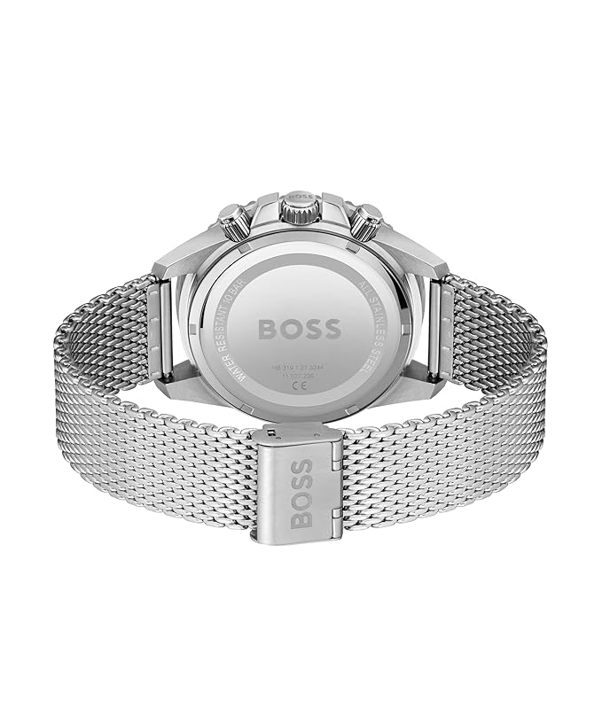 Boss Admiral Qtz Fashion Chrono Black Dial Men's Watch|Stainless Steel Material|Silver Color Band