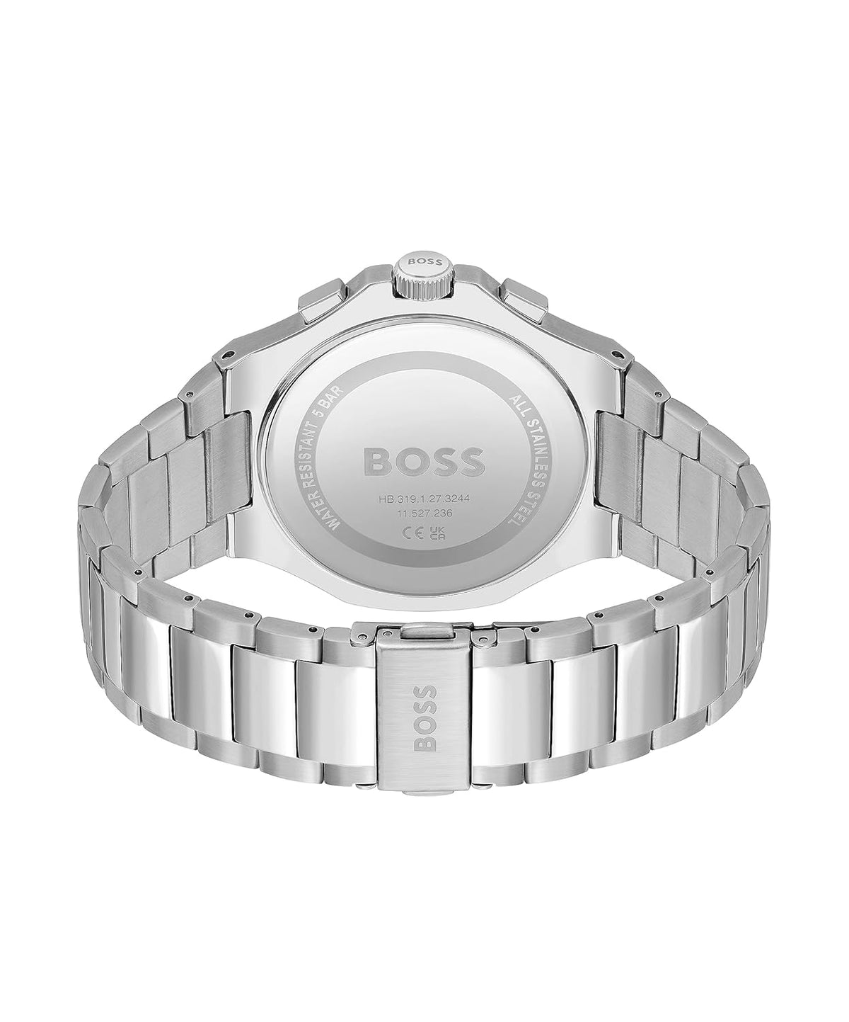 BOSS Taper Qtz Fashion Chrono Silver Tonneau Dial Men's Analog Watch|Stainless Steel Material|Silver Color Band